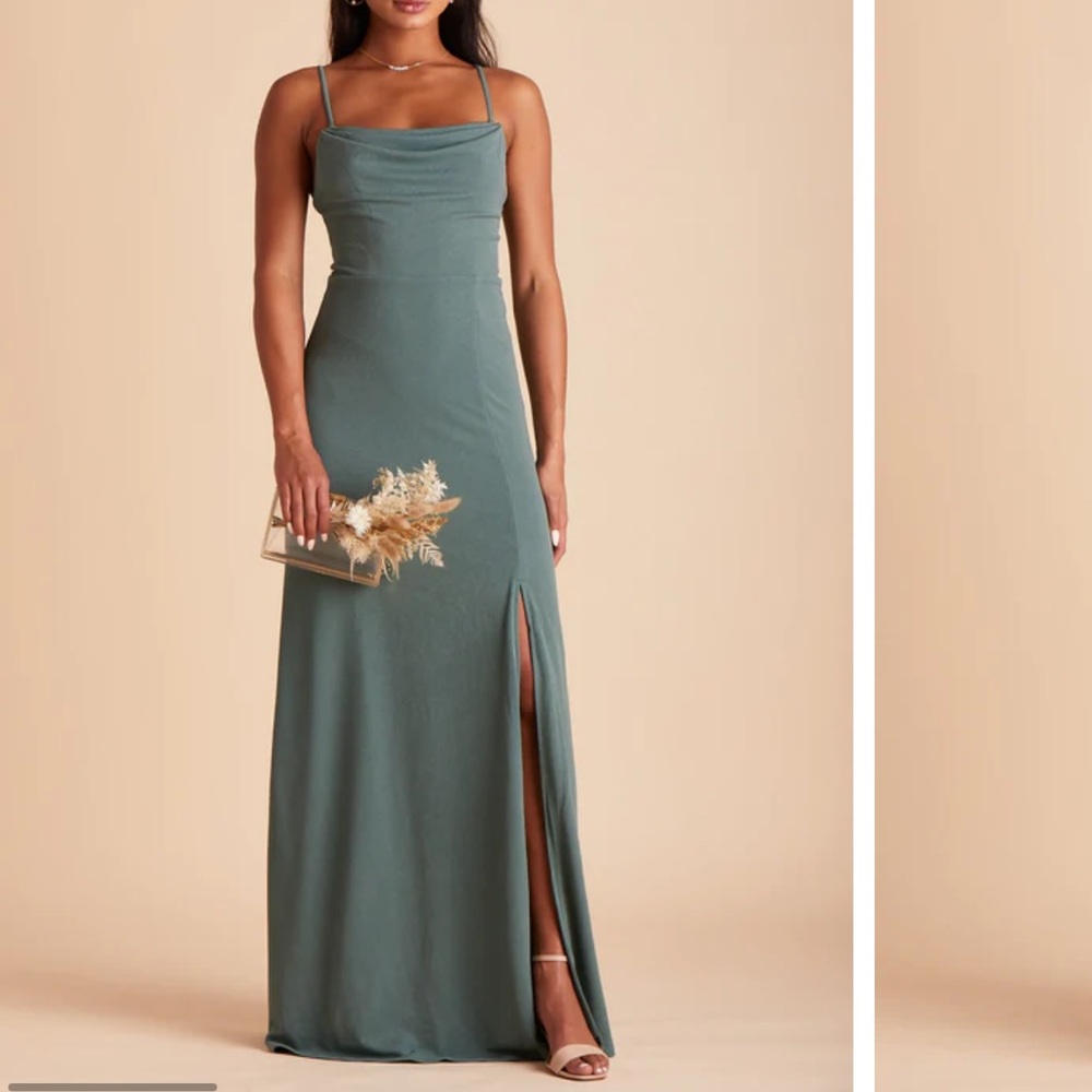 XS Birdy Grey Ash Crepe Bridesmaid Dress - Sea Glass